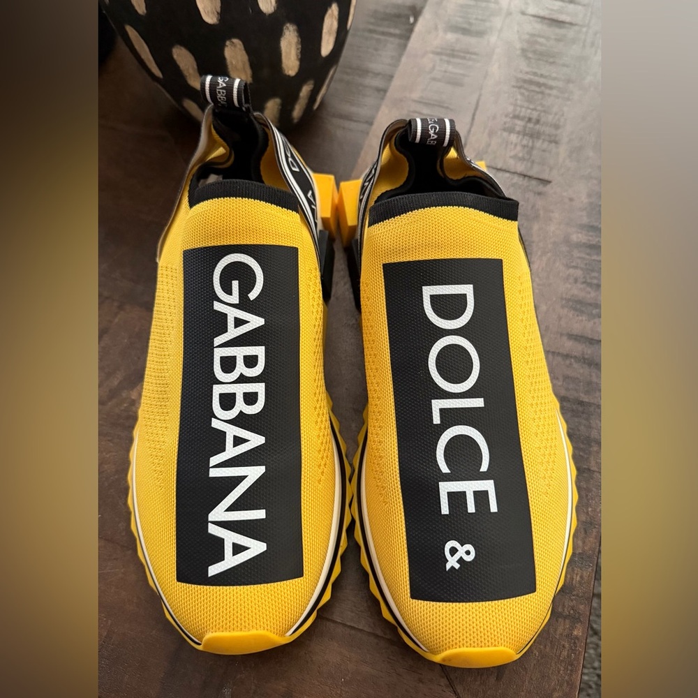 EUC Dolce & Gabbana Men’s Yellow Slip-On Sneakers size 44 EU 10-10.5 US